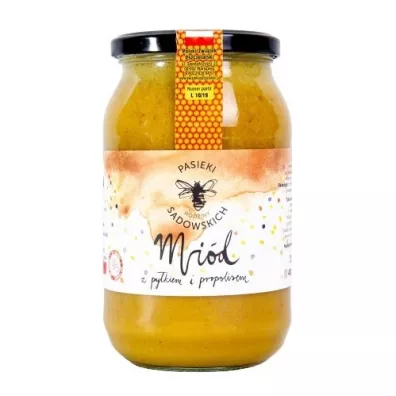 Pasieki rodziny Sadowskich Mi�d wielokwiatowy z py�kiem i propolisem 1150 g