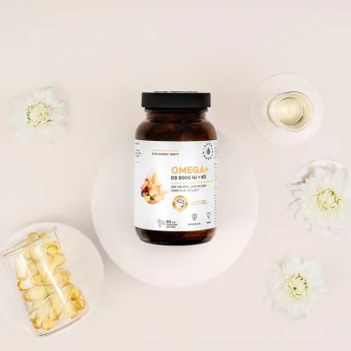 Aura Herbals Omega+ Witamina D3 2000 IU + K2, kapsu�ki softgelv - suplement diety 60 kaps.