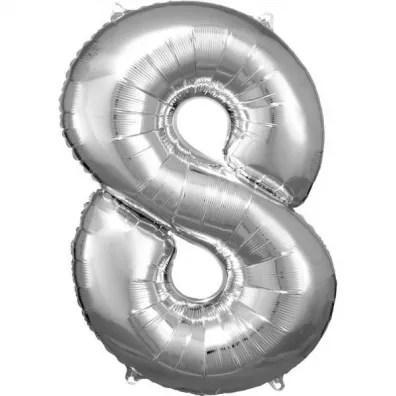 Amscan Balon foliowy cyfra 8 srebrna 57x86cm