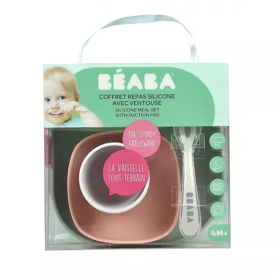 Beaba Komplet naczy z silikonu z przyssawk eucalyptus