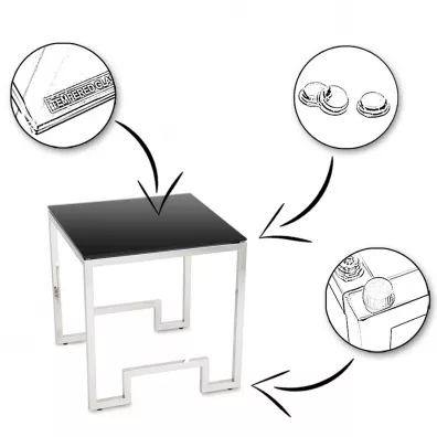 HowHomely Komplet stolikw Sammen Silver Black 3 szt.