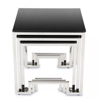 HowHomely Komplet stolikw Sammen Silver Black 3 szt.