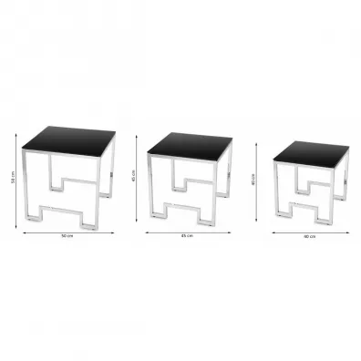 HowHomely Komplet stolikw Sammen Silver Black 3 szt.