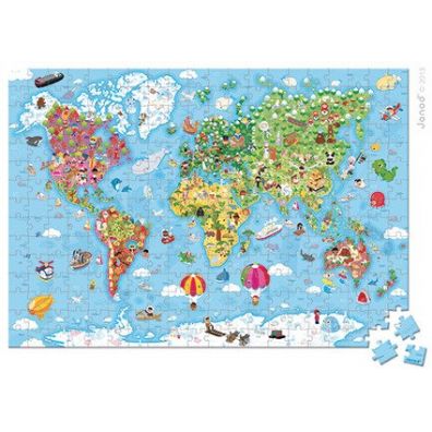 Puzzle w walizce Mapa wiata Janod