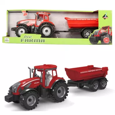 Traktor z czerwon� przyczep� Askato