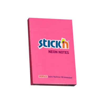 Stickn Notes samoprzylepny ciemnor�owy neon 76x51mm 100 kartek