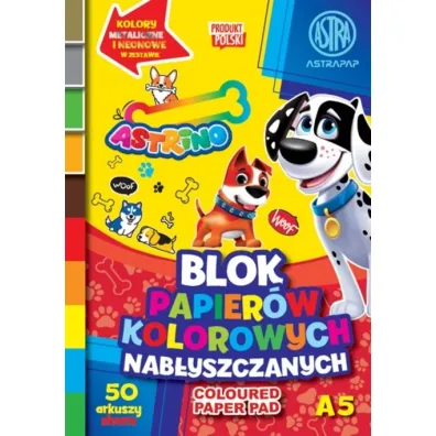Astra Blok papier�w kolorowych nab�yszczanych A5