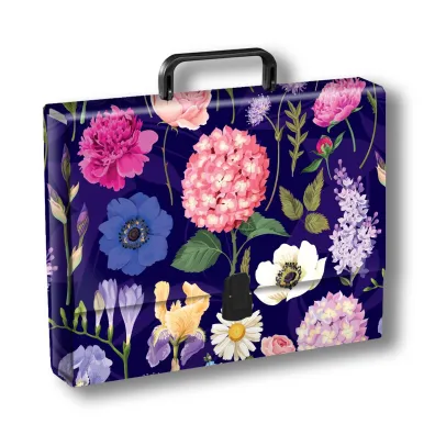 Penmate Teczka z r�czk� a4 t0124 kwiaty polskie hortensja na ciemnym tle folia mat nierysuj�ca
