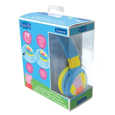 Sk�adane s�uchawki �winka Peppa 2 w 1 Bluetooth i przewodowe z zabezpieczeniem g�o�no�ci dla dzieci HPBT010PP
