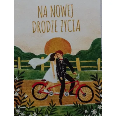 Art Nuvo Karnet �lub malowany, para m�oda na rowerze (14,5x219,5cm) SV-15