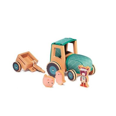 Drewniany traktor z przyczepą i 2 świnkami Krówka Rosalie 2+ Lilliputiens