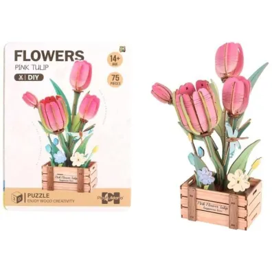 Puzzle 3D drewniane kwiaty tulipany Pro Kids