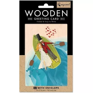 Cozywood Karnet drewniany C6 + koperta �lub Para w ��dce