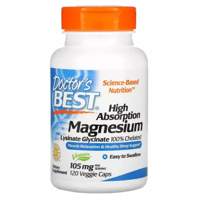 Doctors Best High Absorption Magnesium - Magnez Suplement diety 120 kaps.