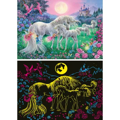 Puzzle 100 el. �wiec�ce w ciemno�ci - Jednoro�ce w blasku ksi�yca Ravensburger