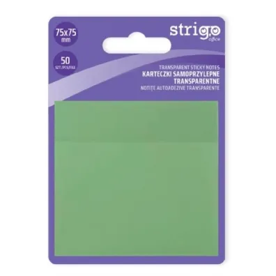 Strigo, Karteczki samoprzylepne transparentne - jasnozielone, 50 kartek