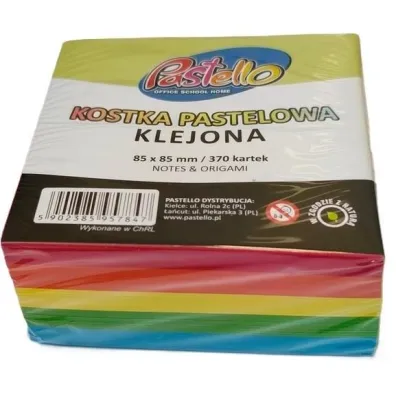 Alfa Pastello Kostka klejona kolorowa 85x85mm 370 kartek