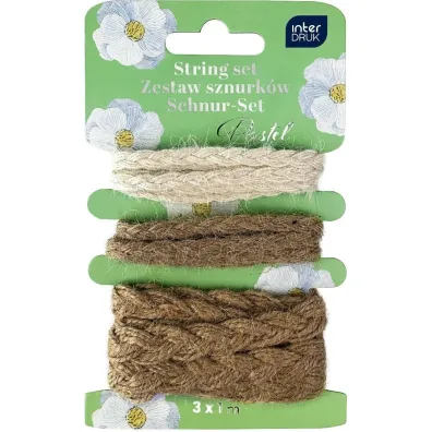 Interdruk Zestaw naturalnych sznurk�w dekor. 3x1m Pastel