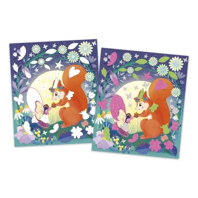 Zestaw kreatywny Naklejki piankowe i fosforescencyjne piaski Wrki Magic Fairies 6+ Janod