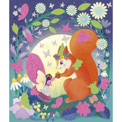 Zestaw kreatywny Naklejki piankowe i fosforescencyjne piaski Wrki Magic Fairies 6+ Janod