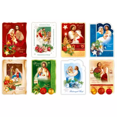 Merigraf Karnet �wi�teczny BN B6 brokat z op�atkiem �wiecki mix - Dl Lux