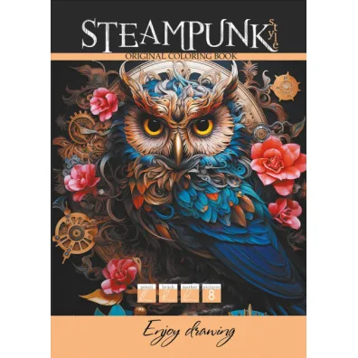 Kolorowanka A4 8 obrazk�w Steampunk Sowa