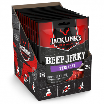 Jack Links Suszona woowina protein Beef Jerky Teriyaki Zestaw 10 x 25 g