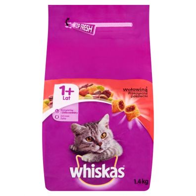 Whiskas Przepyszne paszteciki z wołowiną. Karma pełnoporcjowa dla kotów 1+ lat 1.4 kg