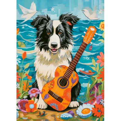 Puzzle 100 el. Collie, Guitar and the Sea Castorland