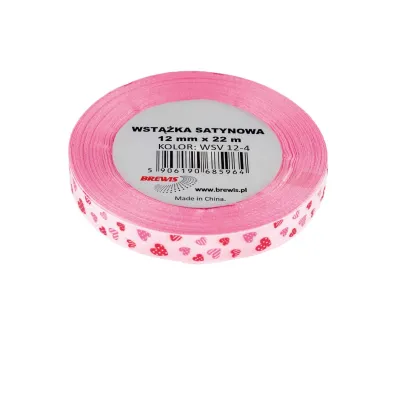 Brewis Wst��ka satynowa serca r�owa 12mm x 22m