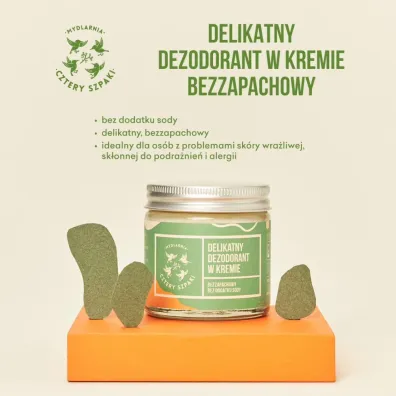 Mydlarnia 4 Szpaki Delikatny dezodorant w kremie bezzapachowy 60 ml