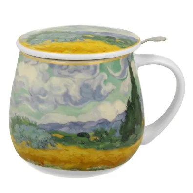 Duo Sp. z o.o. Porcelanowy kubek z zaparzaczem Van Gogh Wheat Field 430 ml