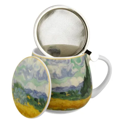 Duo Sp. z o.o. Porcelanowy kubek z zaparzaczem Van Gogh Wheat Field 430 ml