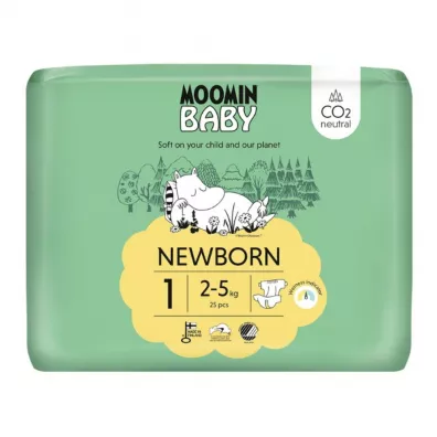 Muumi Baby Moomin Baby, Pieluszki 1 Newborn (2-5 kg), Eko 25 szt.