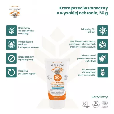 Alphanova Bebe Przeciws�oneczny Krem o wysokim filtrze SPF 50+ 50 g