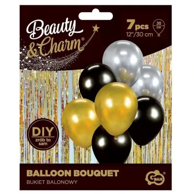 Godan Bukiet balonowy Beauty&Charm z�oto-srebrno-czarny 30cm