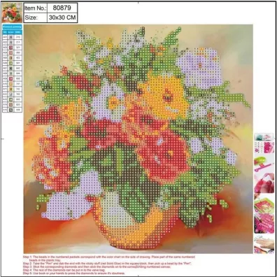 Centrum Diamentowa mozaika 5D - Flower bouquet 30x30cm