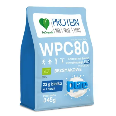 Be Organic Bia�ko serwatkowe naturalne (koncentrat wpc 80) suplement diety 345 g Bio