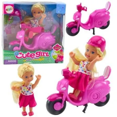Zestaw mini lalka skuter kask r�owy LeanToys