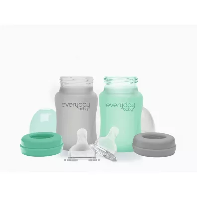 Everyday Baby Szklana butelka ze smoczkiem S, mitowa 150 ml