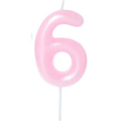 �wieczka na tort - cyferka Candy 6 r�owa 6cm