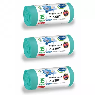 Stella Worki na �mieci z uszami Fresh o �wie�ym zapachu 35 L zestaw 3 x 24 szt.