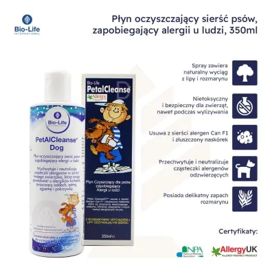 Bio-Life BIOLIFE PETAL CLEANSE™ D P�yn oczyszczaj�cy dla ps�w, zapobiegaj�cy alergii u ludzi 350 ml