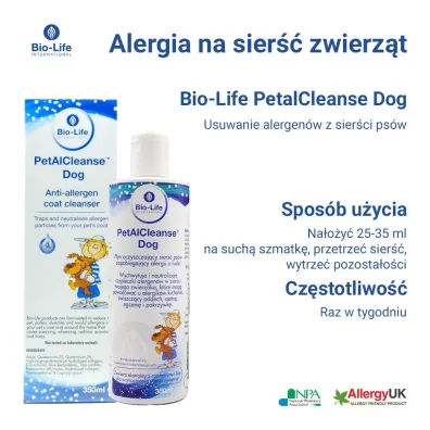 Bio-Life BIOLIFE PETAL CLEANSE™ D P�yn oczyszczaj�cy dla ps�w, zapobiegaj�cy alergii u ludzi 350 ml