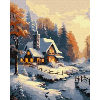 Ideyka Malowanie po numerach - Zimowy dom 40x50cm 1 szt.