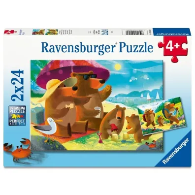 Puzzle dla dzieci 2x24 el. 2D Misie na wakacjach Ravensburger