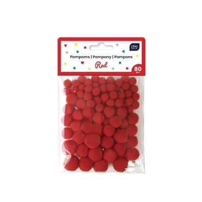 Interdruk Pompony do dekoracji 80 szt Red