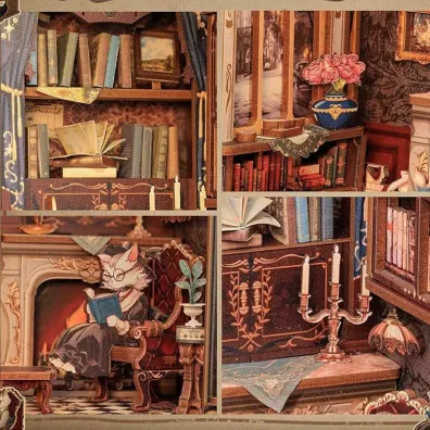 Puzzle Miniaturowy domek mini Book Nook Salonik Hrabiego Kota Habarri