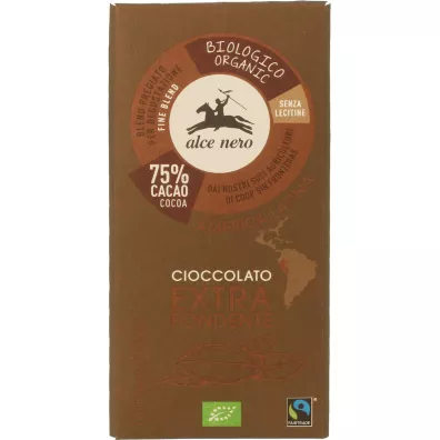 Alce Nero Czekolada gorzka 75 % fair trade bezglutenowa 100 g Bio