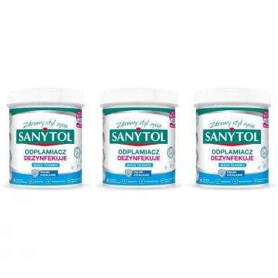 Sanytol Odplamiacz do bia�ych tkanin. Dezynfekuje i usuwa nieprzyjemne zapachy Zestaw 3 x 450 g